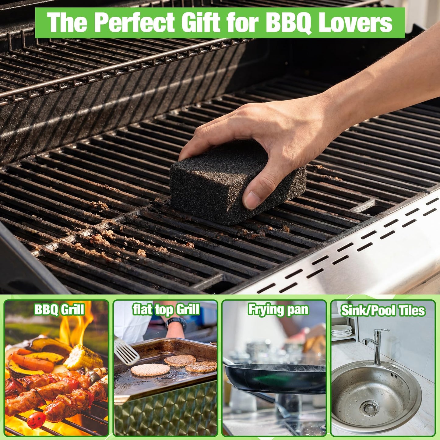 Zhehao 8 Pack Heavy Duty Grill Cleaning Brick Bulk Pumice Stone Cleaner Tool Cleans and Sanitizes Restaurant Flat Top Grills Reusable for Home Restaurant Griddles, Flat Top BBQ Grates Outdoor Cleans