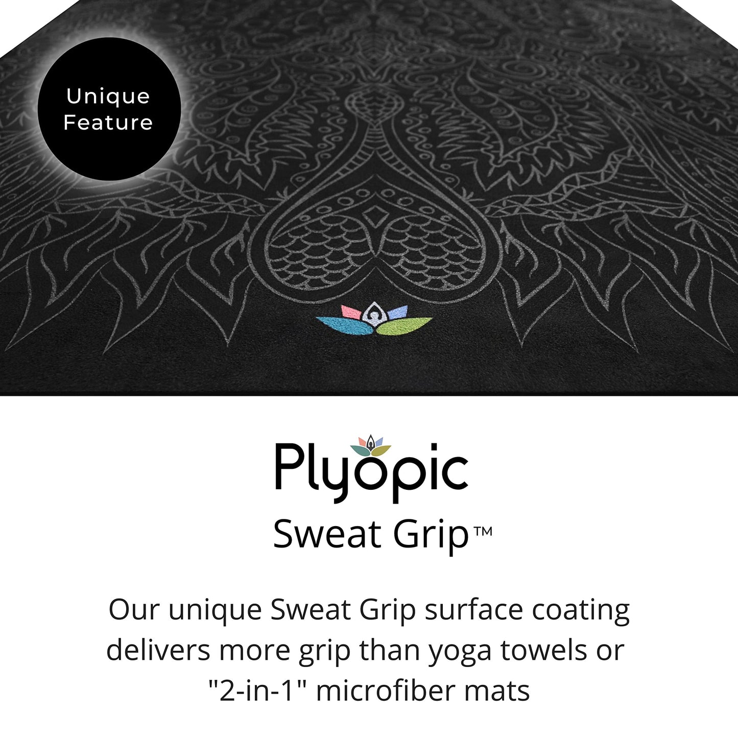 Plyopic. All In One Yoga Mat | Luxury Sweat-Grip Mat/Towel Combo | Ideal for Yoga, Hot Yoga, Bikram, Pilates, Workout & Exercise | Eco-Friendly Natural Rubber