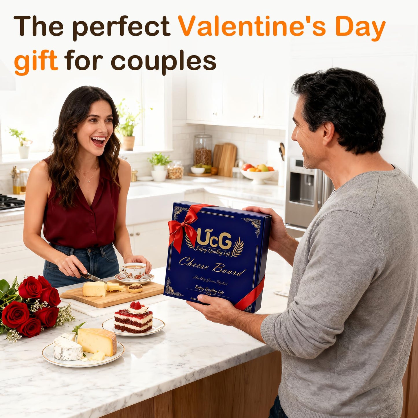 Tiered Charcuterie Board Gift for Women: Bamboo 360° Rotating Round Base with 4 Swivel Trays - White Elephant Gift Valentine Holiday Hosting Christmas Birthday Parties House Warming Gift for Couples
