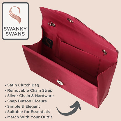 SwankySwans Women's Chantel Clutch Bag, Burgundy, One Size