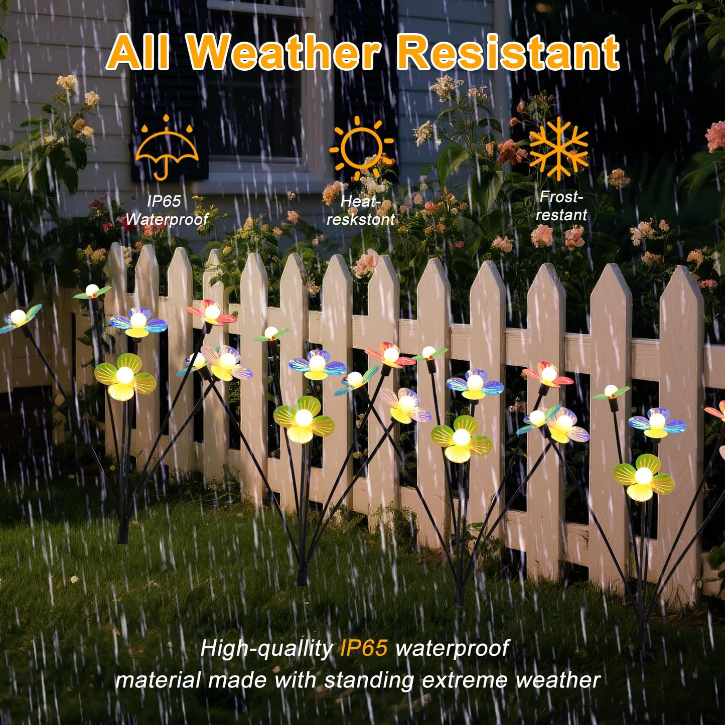 Aureate Horizon Solar Flower Lights Outdoor Waterproof 2 Pack of 32 LEDs Garden Solar Firefly Lights Decorative for Garden, Yard, Backyard