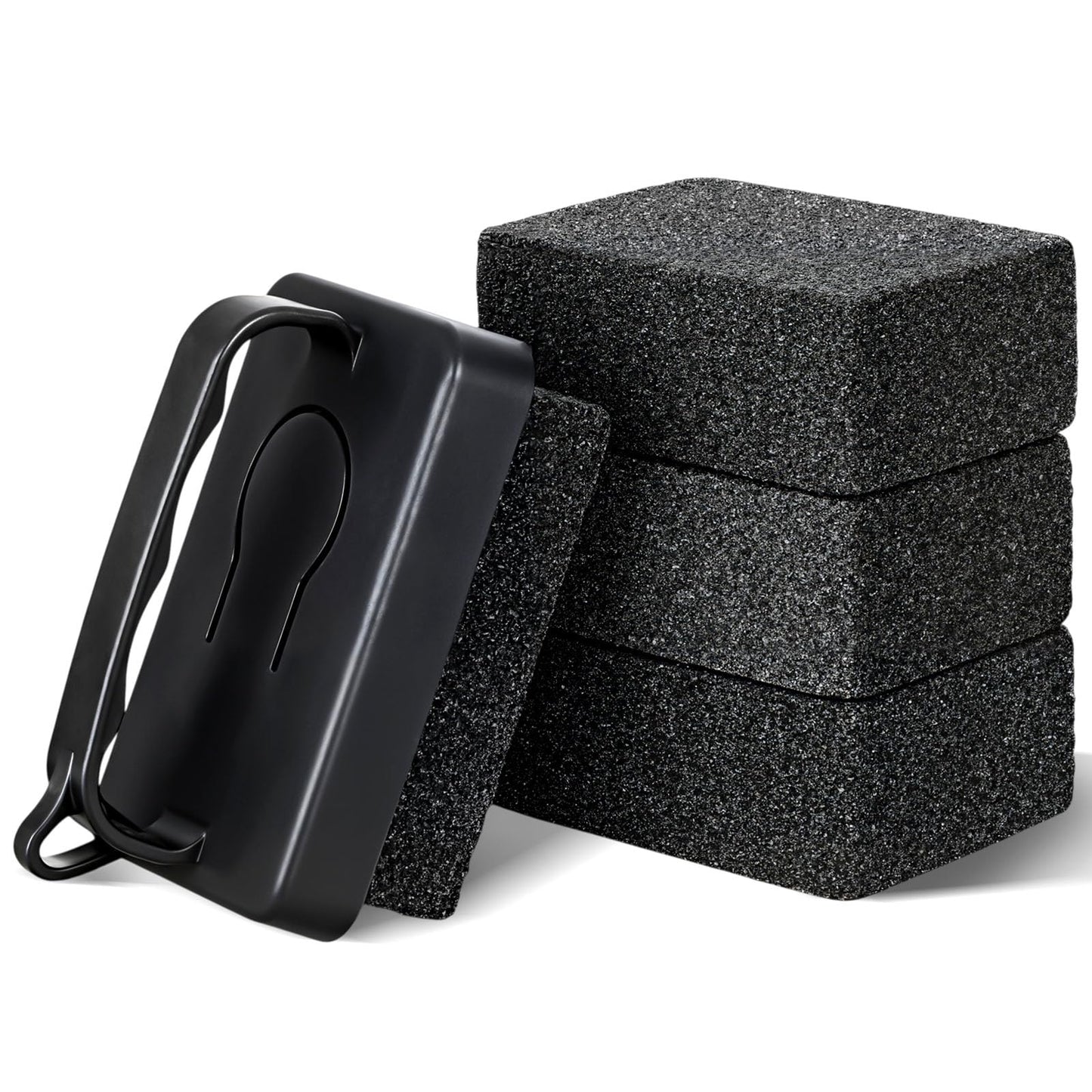 Zhehao 4 Pack Heavy Duty Grill Cleaner Brick, Griddle Stone 3.9 x 2.8 x 1.6 Inches Grill Cleaner with Handle, Pumice Stone for Cleaning Removing Stains, BBQ, Flat Tops, Swimming Pool, Sink