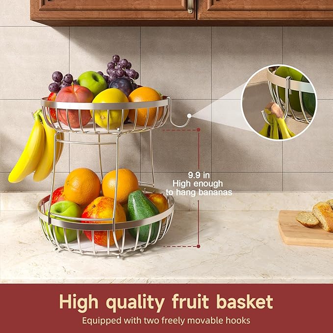 2 Tier Fruit Basket for Kitchen Counter