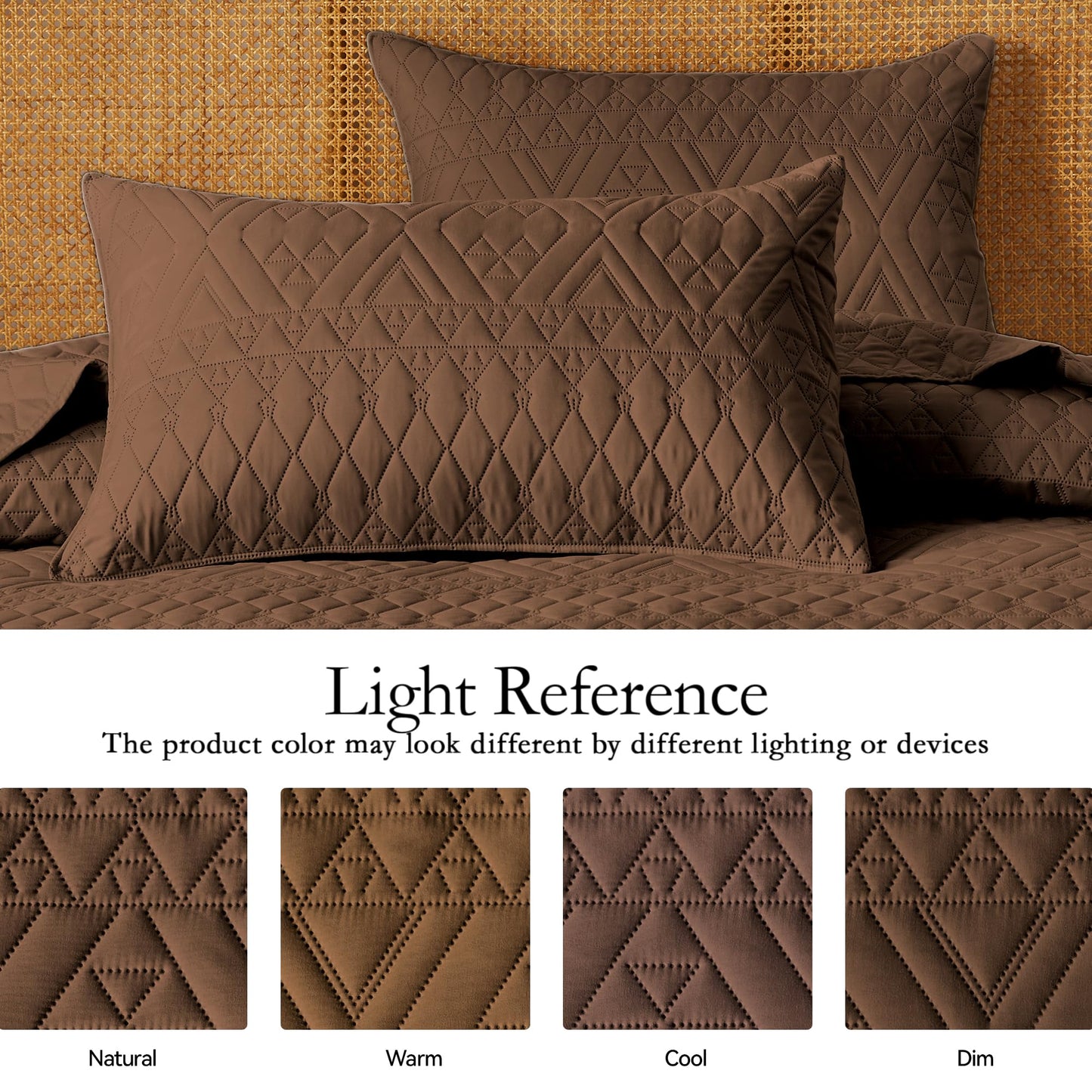 akkialla Full/Queen Size Quilt Bedding Set,Brown Lightweight Microfiber Soft Bedspread,Modern Style Geoetric Pattern Coverlet Set for All Seasons,3 Piece(1 Quilt,2 Pillow Shams)