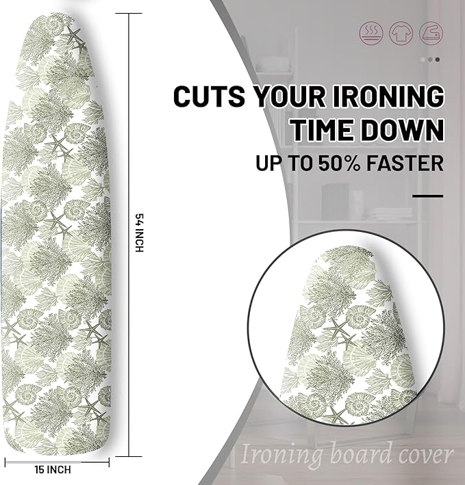 Extra Thick Ironing Board Cover and Pad, Coastal Summer Beach Coral Starfish