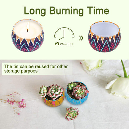 YMing Scented Candles Gifts for Women, 5.65 oz Large Aromatherapy Candles, Scented Candles Gift Set, Real Soy Wax Portable Travel Tin Candle, 4 Pack Metal, Birthday Gifts for her, Christmas