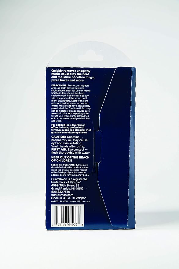 Guardsman Reusable Water Mark Remover Cloth, Wood Cleaner