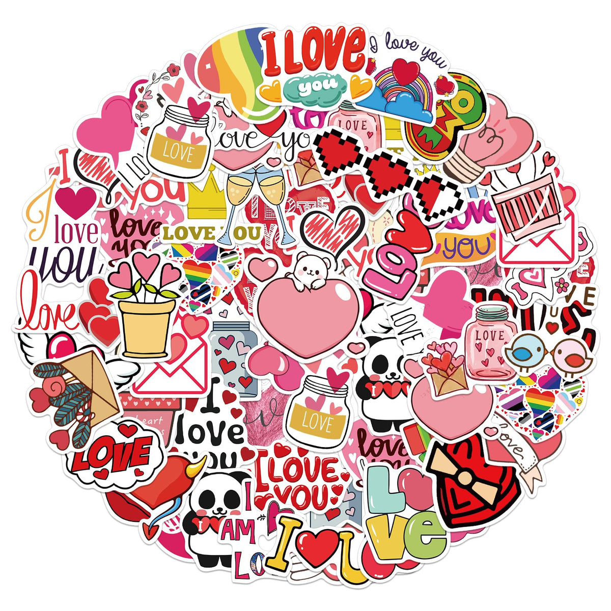 Valentines Stickers, 200 PCS Love Stickers, Valentines Sticker for Kids, Heart Sticker Crafts for Kids Classroom, Self-Adhesive Vinyl Waterproof Valentine's Day Gift Decal for Water Bottle Scrapbook