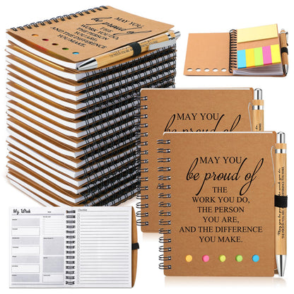 Moinchore 20 Sets Teacher Appreciation Gifts Thank You Gifts Inspirational Spiral Notebooks with Sticky Notepad and Bamboo Pen Nurse Week Gift for Team Nurse Coworker Graduation (May You Be Proud)