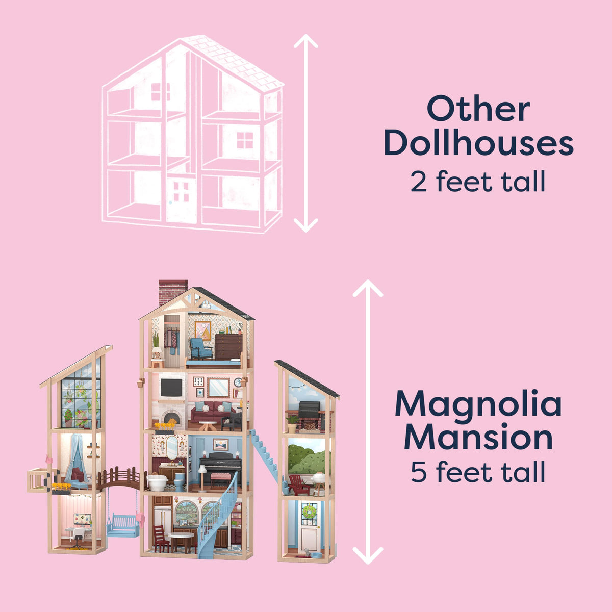 KidKraft Kraft Your Way™ Magnolia Mansion DIY Wooden Dollhouse; 71 Pieces