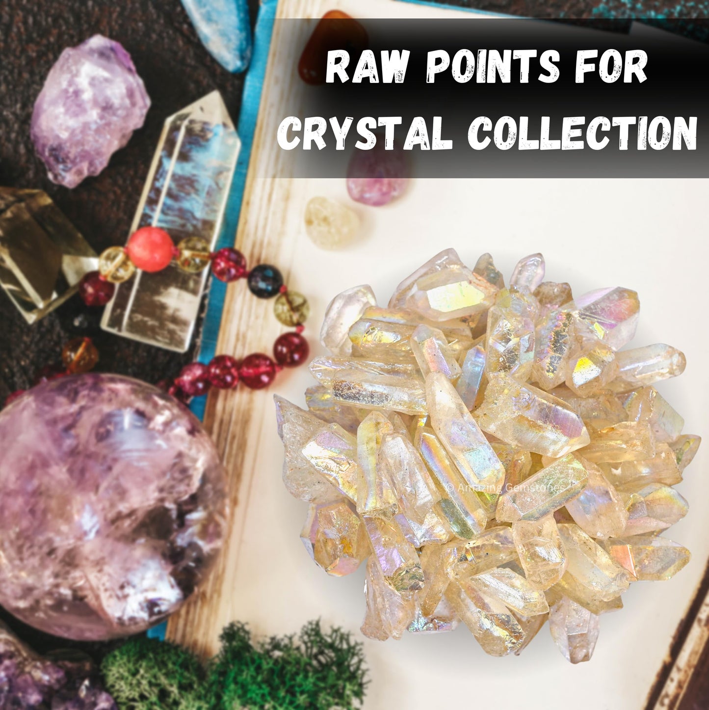 Amazing Gemstone Angel Aura Quartz Raw Crystals Point and Healing Stones, Natural Rocks for Meditation and DIY Raw Stones and Crystals (1 lb)