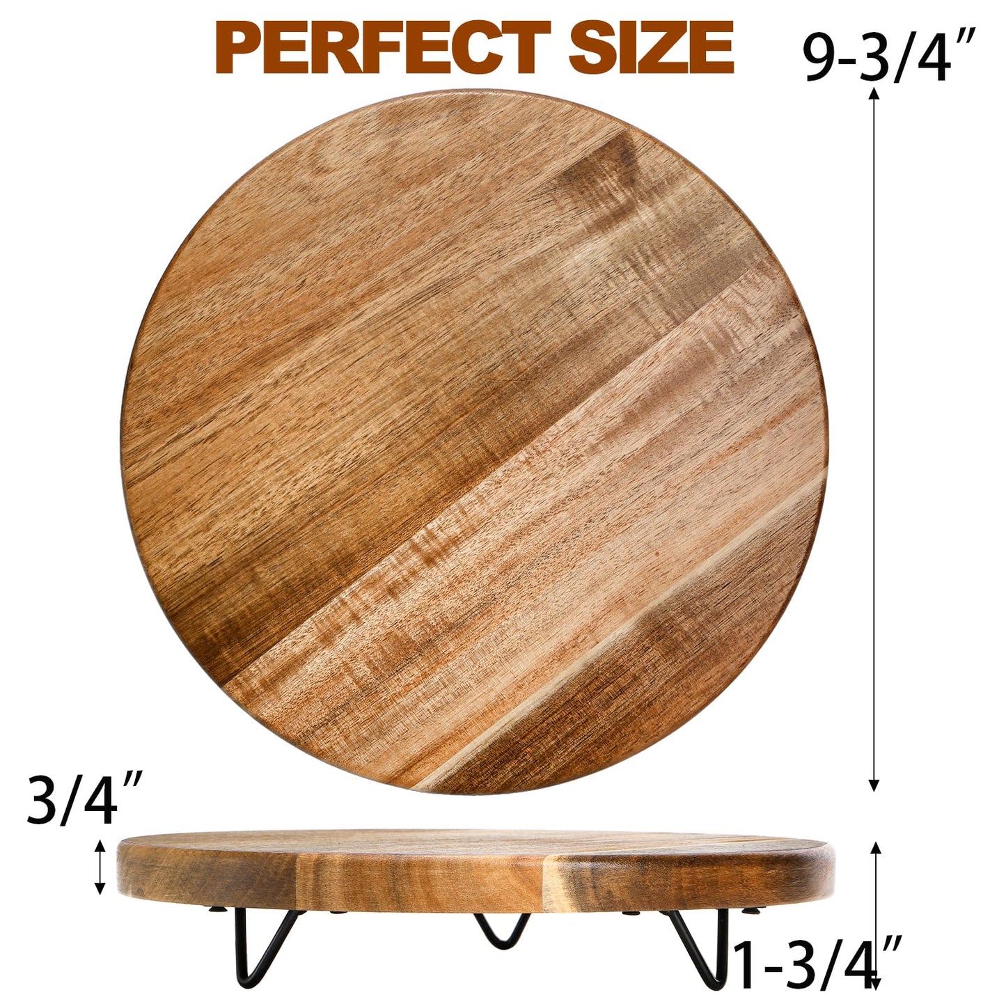 TOPZEA Decorative Round Wood Riser for Display, 10 inch Acacia Wood Pedestal Stand Farmhouse Kitchen Decor Tray Coffee Table Bathroom Counter Organizer for Plant Pot, Perfume, Cake, Lamp
