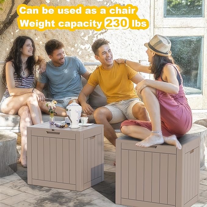 36 Gallon Outdoor Deck Box, Lockable Waterproof Outdoor Storage Boxes For Garden Tools,Indoor Cushions,Accessories Outside Storage Resin Weatherproof Container(Grey)