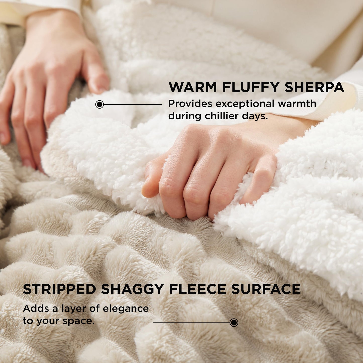Bedsure Sherpa Throw Blanket for Couch - Super Soft, Comfort Cozy Fleece Thick Warm Blanket for Women, GentleSoft Plush & Fluffy Spring Throw Gift for Women, Room Decor, Beige, 50x60 Inches