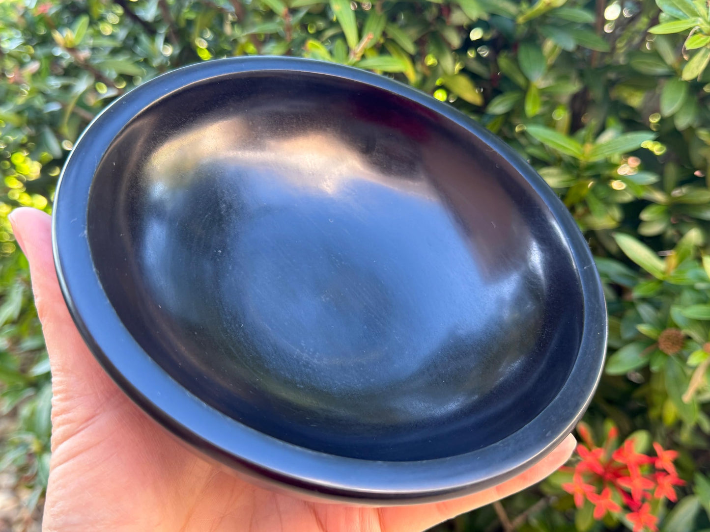 Large Black Soapstone Scrying Bowl – 6" Smudge Bowl & Incense Burner | Versatile Black Stone Ritual & Meditation Tool