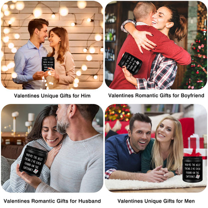 Homsolver Valentines Unique Day Gifts for Him, Boyfriend, Husband, Men, Funny Anniversary Birthday Christmas Valentines Romantic Gifts for Him, Boyfriend, Black Cedar Juniper Sandalwood Candle