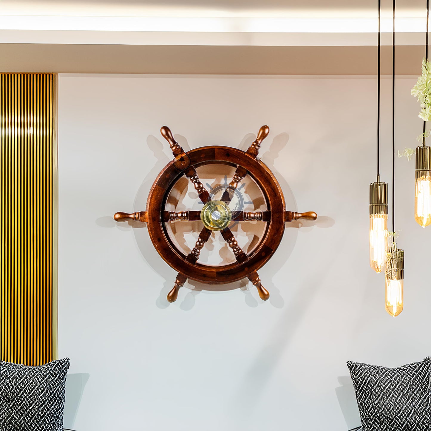 Nagina International Premium Nautical Handcrafted Wooden Ship Wheel | Pirate's Wall Home Decor & Gifts (16 Inches, Dark Rosewood)