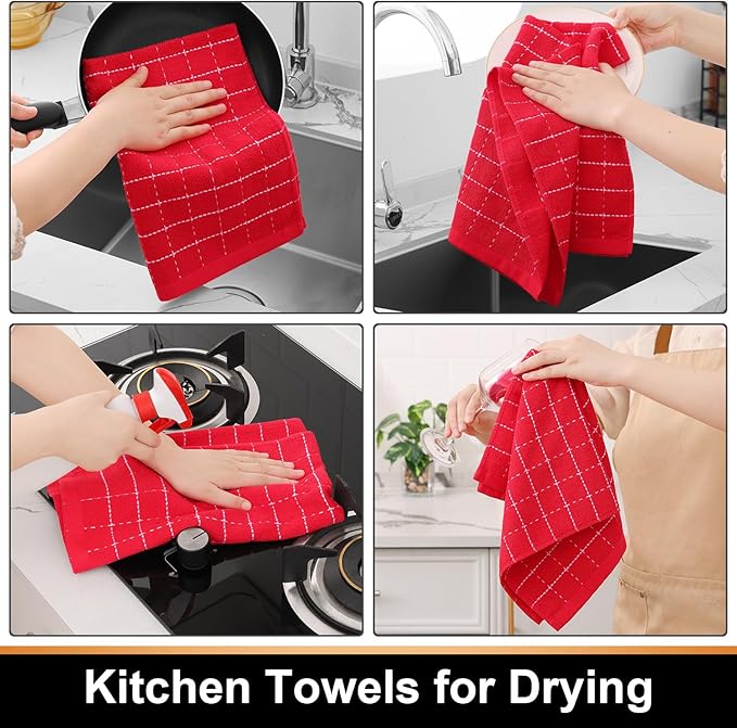 Mordimy 100% Cotton Terry Cloth Kitchen Towels, Super Soft and Absorbent Dish