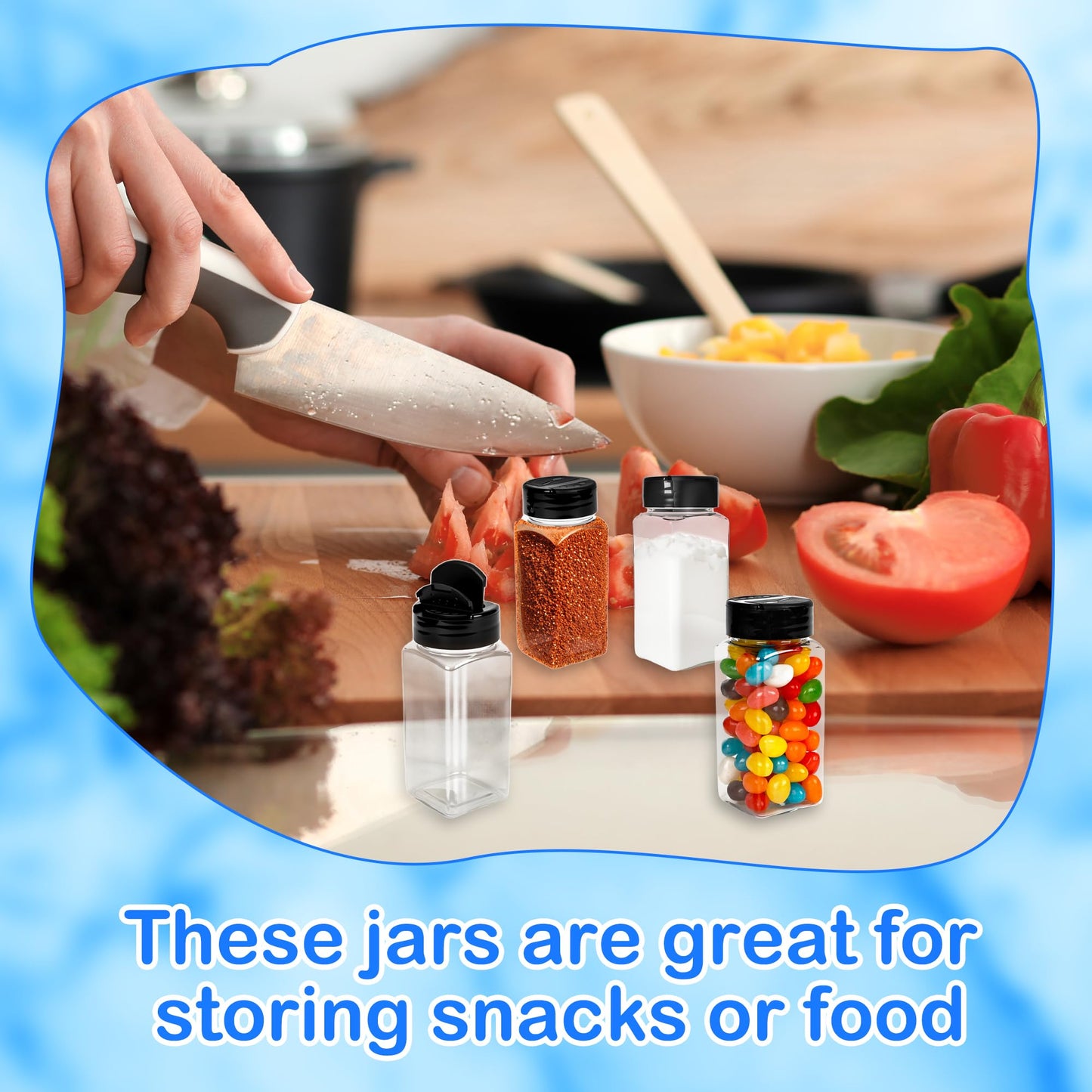 36 Pack 3.5 oz Plastic Spice Jars with Shaker Lids Square Seasoning Containers Clear Empty Storage Spice Bottles for Spice Peppers
