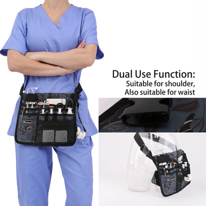 Tuhaoge Multifunctional Nurse Storage Bag, Medical Kit Practical Waist Bag， Nurse Pocket Storage Bag (Ash leaves)