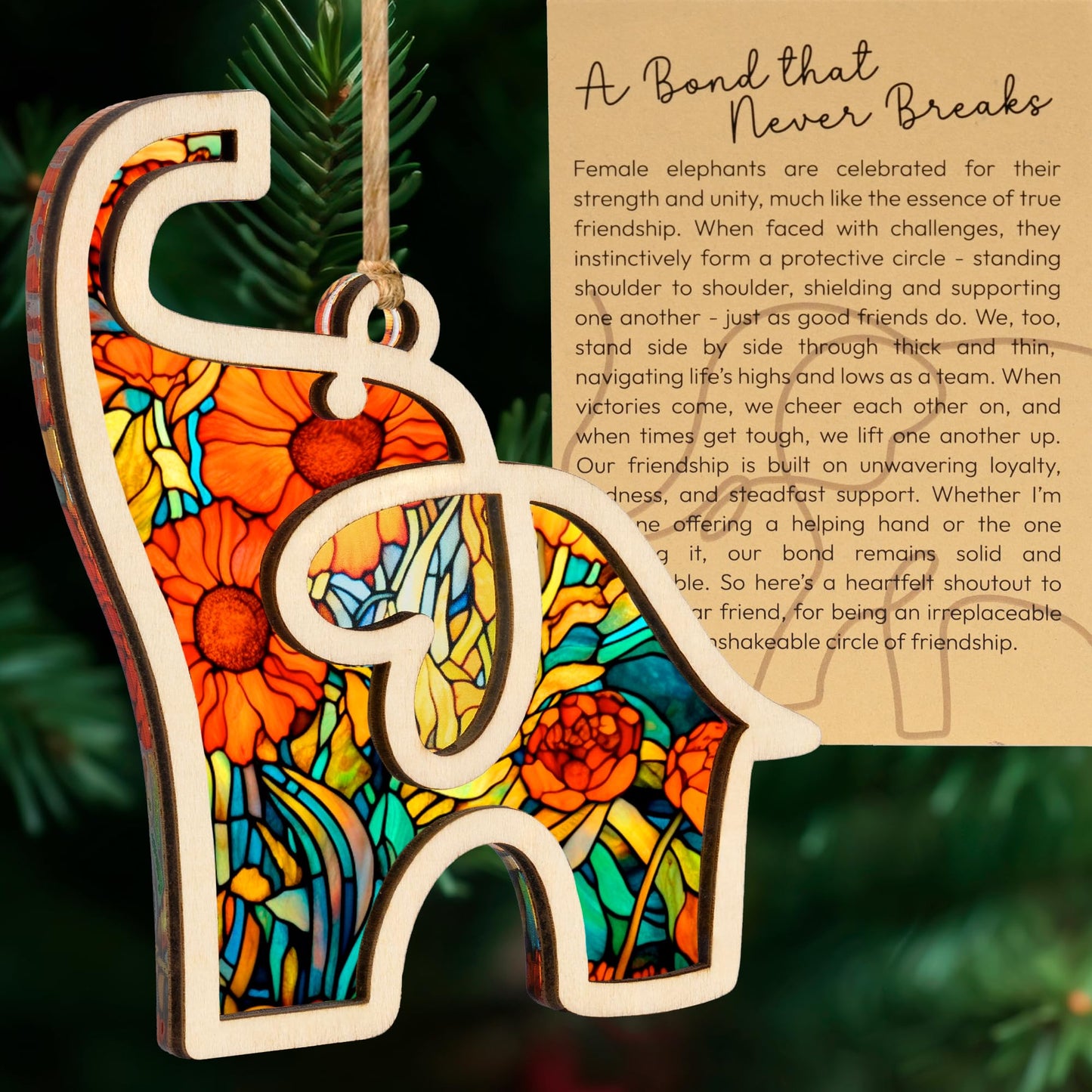 Best Friend, Friendship Elephant Ornament, Elephant Gift for Women, Unique Galentines Gifts for Friends, Birthday Valentines Day Gifts for Friends (Yellow)