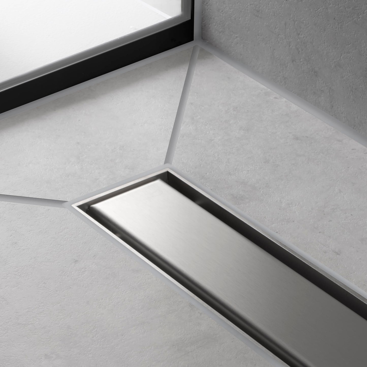 hansgrohe RainDrain Match Linear Tileable Shower Drain for 31 1/2" Rough with Height Adjustable Frame in Brushed Stainless Steel, Stainless Steel Rectangle Shower Floor Drain