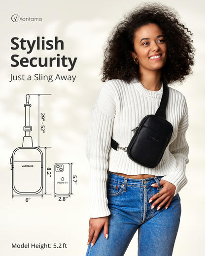 Vantamo Cross Body Bag Women with RFID Protection, Anti-Pickpocket Clip & Premium Material, Stylish Sling Bag Women with Silver Zipper, Secure Anti Theft Crossbody for Travel & Everyday Use
