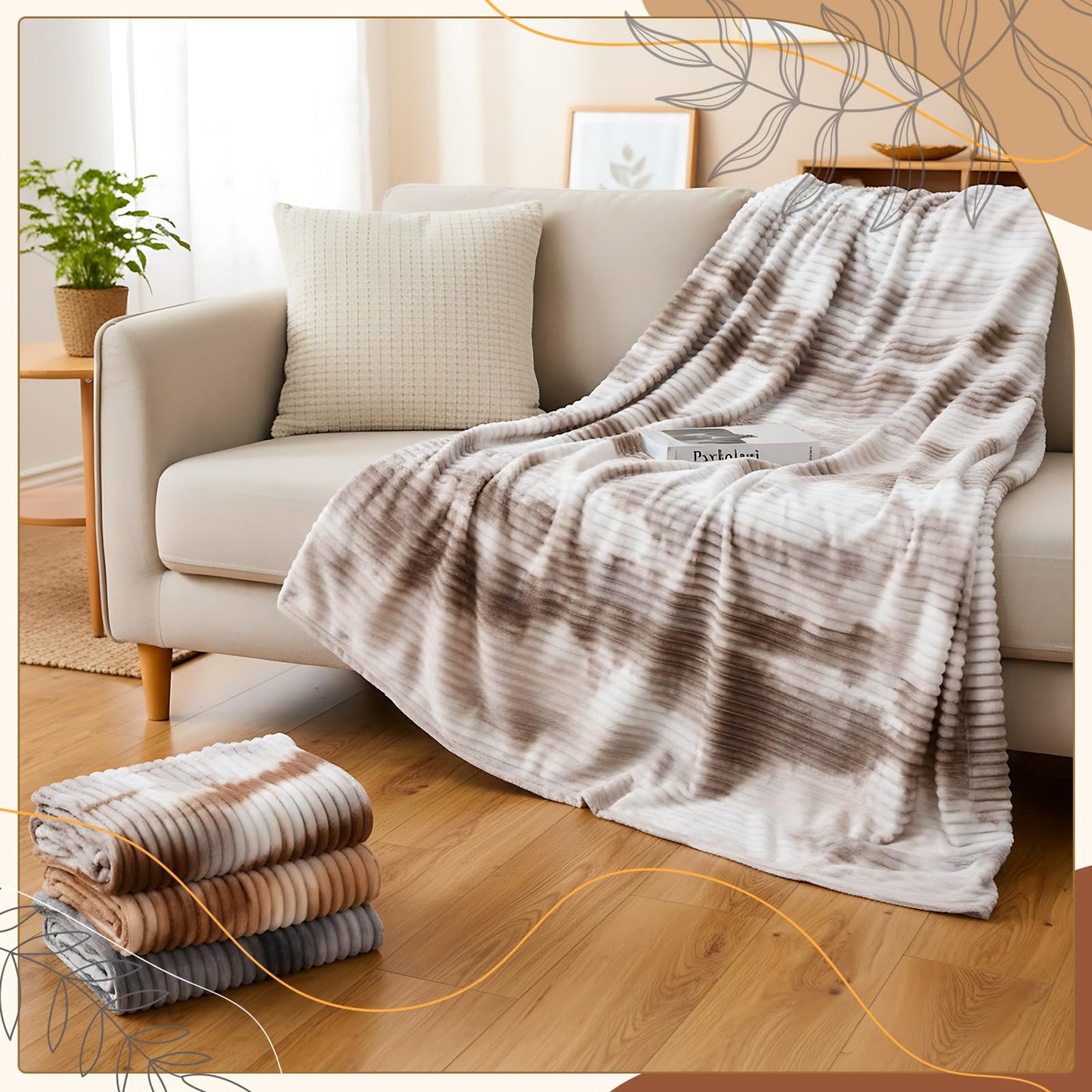 SmoothNovelty 4 Pcs Faux Fur Throw Blanke Bulk Summer Air Conditioned Rooms Gifts Tie Dyed Rabbit Fur Sleepover Blankets Warm Lightweight for Bed Couch Wedding Charity (80 x 60 Inch,Soft Colors)