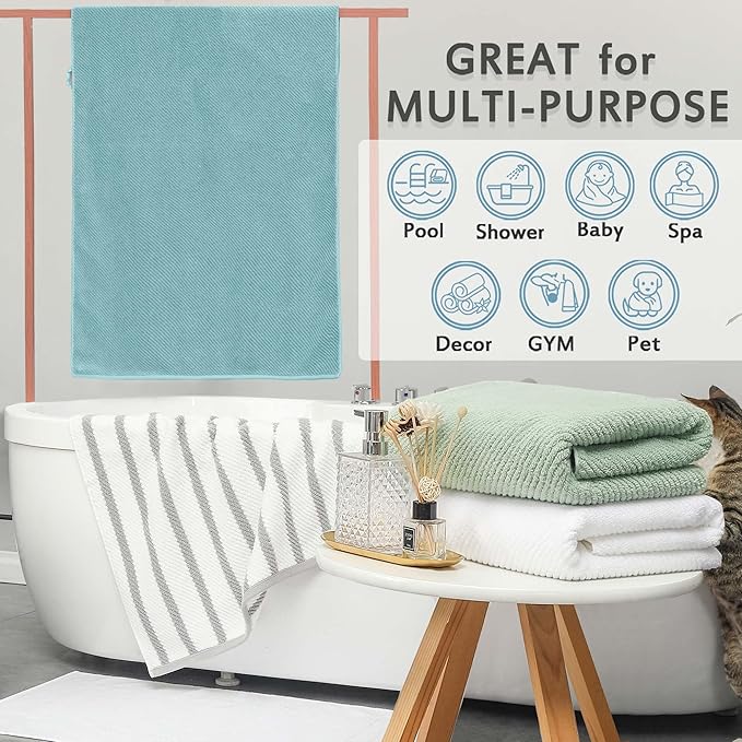 Grey and White Bath Towels