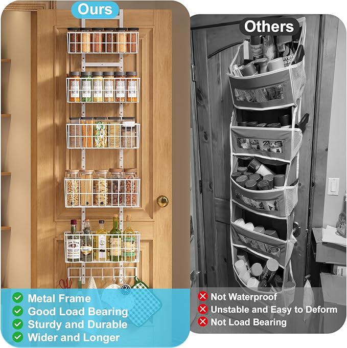 Adjustable Over The Door Organizer, Metal Hanging Door Organizer