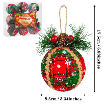 Elcoho 9 Pieces Rustic Christmas Tree Hanging Baubles - Shatterproof Ornaments for Decorations