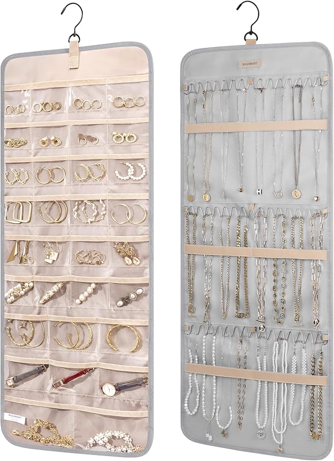 BAGSMART Hanging Jewelry Organizer Storage Roll