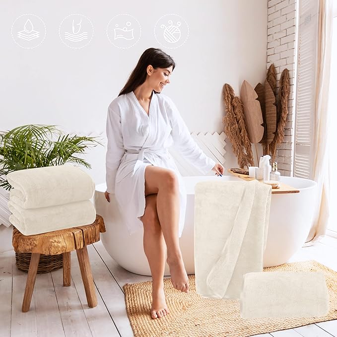 TENSTARS Silk Hemming Bath Towels