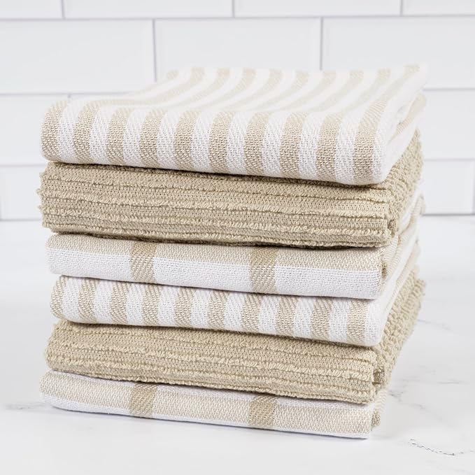 KAF Home Premium Kitchen Towels, Large 100% Cotton, Flat & Terry Absorbent Dish