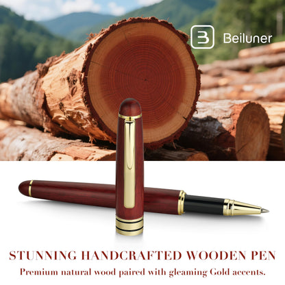 BEILUNER Luxury Wood Ballpoint Pen Writing Set,Rosewood-Elegant Fancy Nice Gift Pen Set for Signature Executive Business Office Fancy Nice Supplies - Christmas Gift Boxed with Extra Refills (Black)