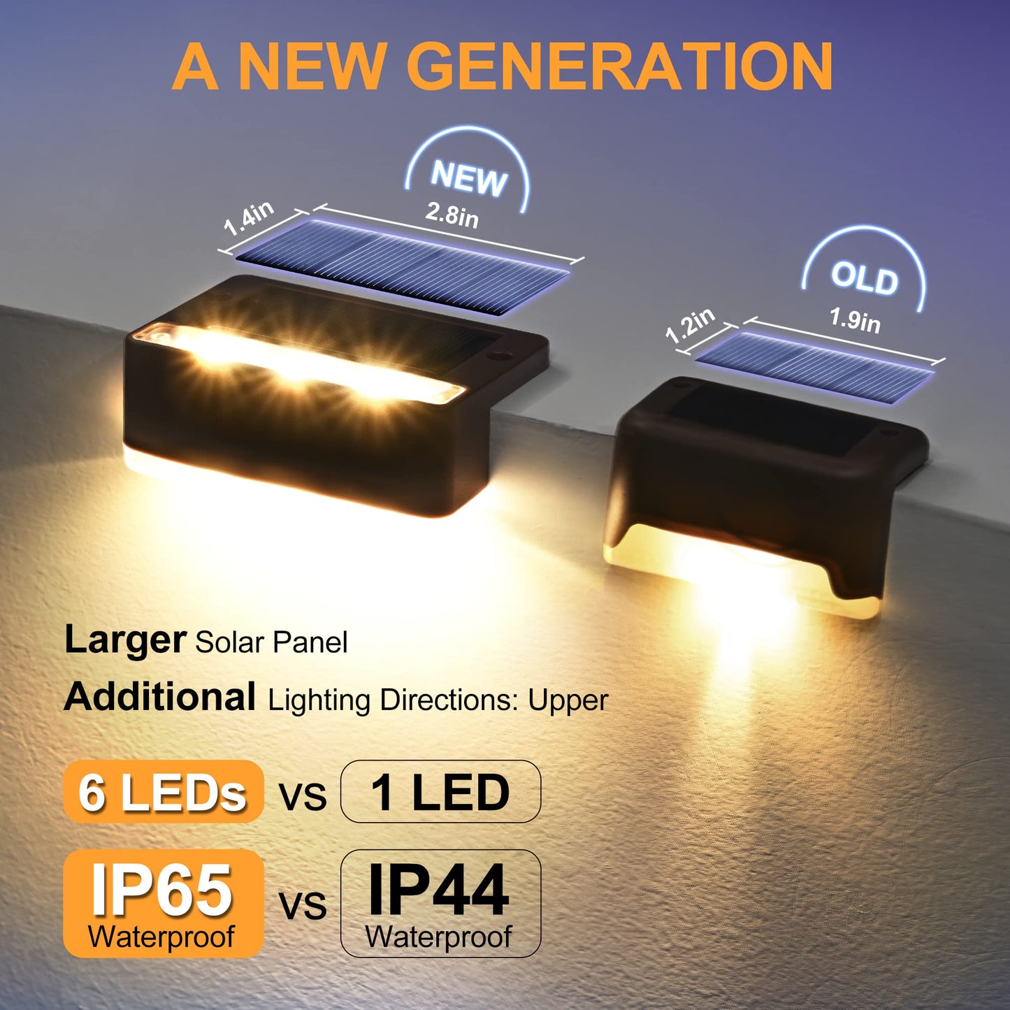 Solpex Solar Lights for Outdoor, 12 Pack Stair Lights, Waterproof Solar Light, LED Lighting for Outdoor Stairs, Steps, Fence, Garden, Yard, Patio, Gutter, Pathway, Decoration (Warm White,Brown)