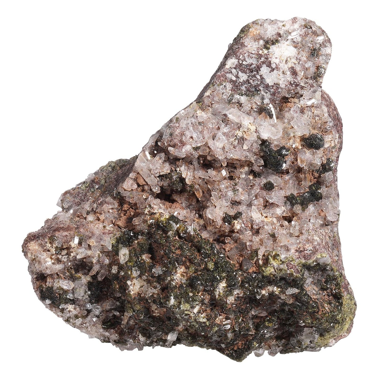 SUNYIK Natural Epidote Stone Geode Cluster, Rough Raw Crystal Rocks Mineral Specimen for Reiki Healing Home Decoration, 300-399g