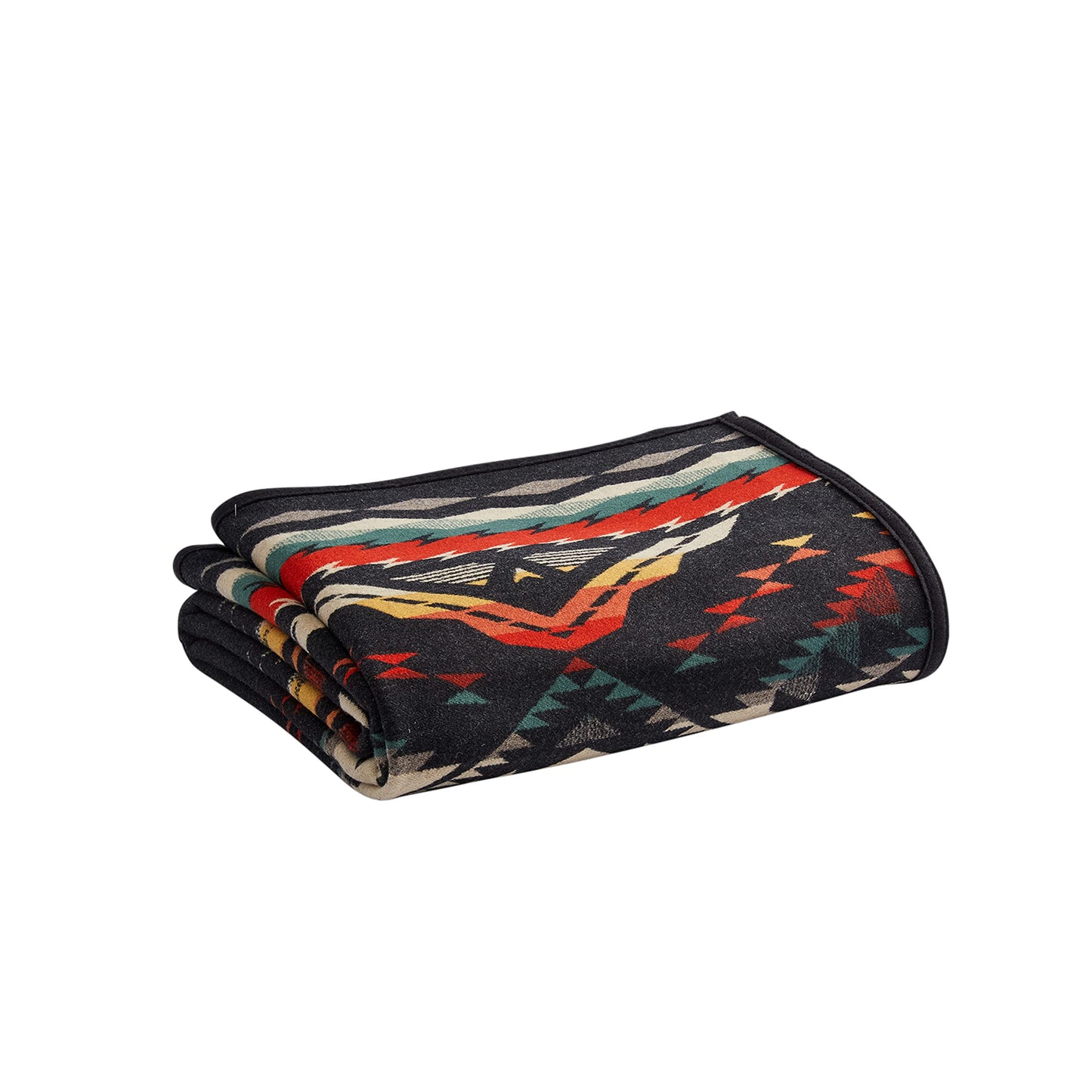 Pendleton Jacquard Unnapped Twin Blanket 64" x 80" - Heirloom Quality Virgin Wool, Reversible, Reinforced Ultrasuede Binding, Made in USA - Bridger Creek