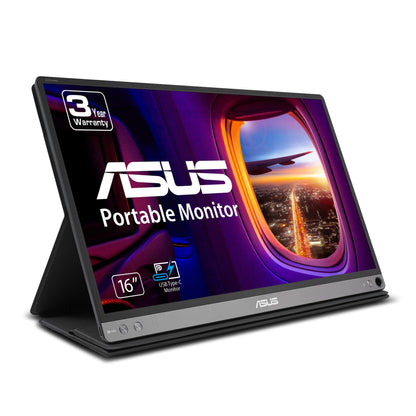 ASUS ZenScreen 16” Portable USB Monitor (MB169CK) - Full HD, IPS, Dual USB-C, Mini-HDMI, Eye Care, Flicker Free, Blue Light Filter, Anti-Glare Surface, 360° Kickstand, 3 yr Warranty