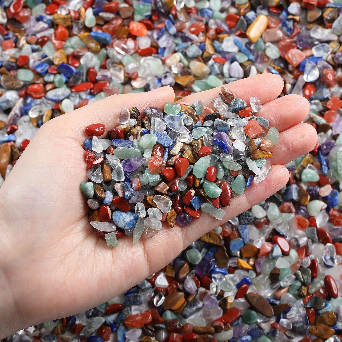 LAIDANLA Decorative Tumbled Gravel Chakra Colorful Crystals Chip Polished Bulk Natural Gem Aquarium Gravel Rocks Pebbles Fish Tank Gravel Vase Filler Succulents Terrarium Supplies 100g