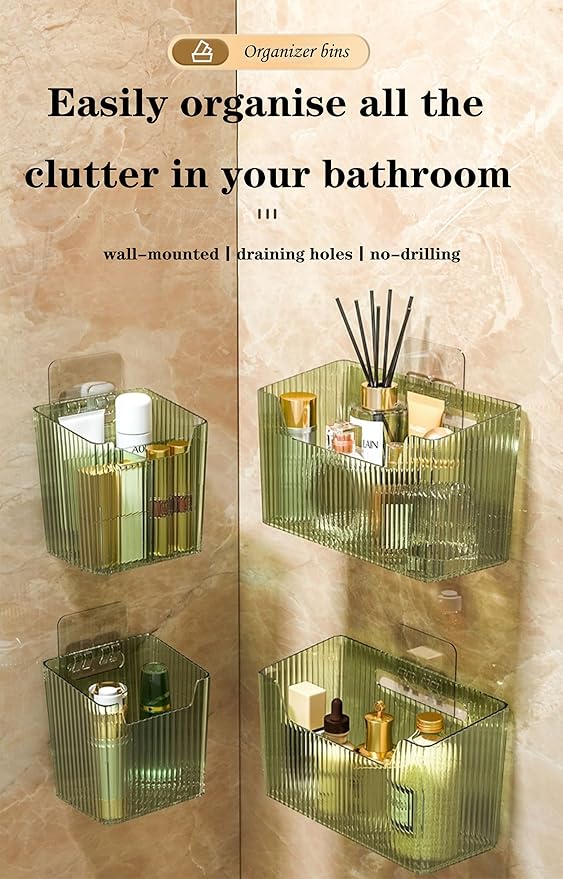 Set Of 2 Storage Organizer Bins Wall Mounted Shower Basket, Shower Caddy