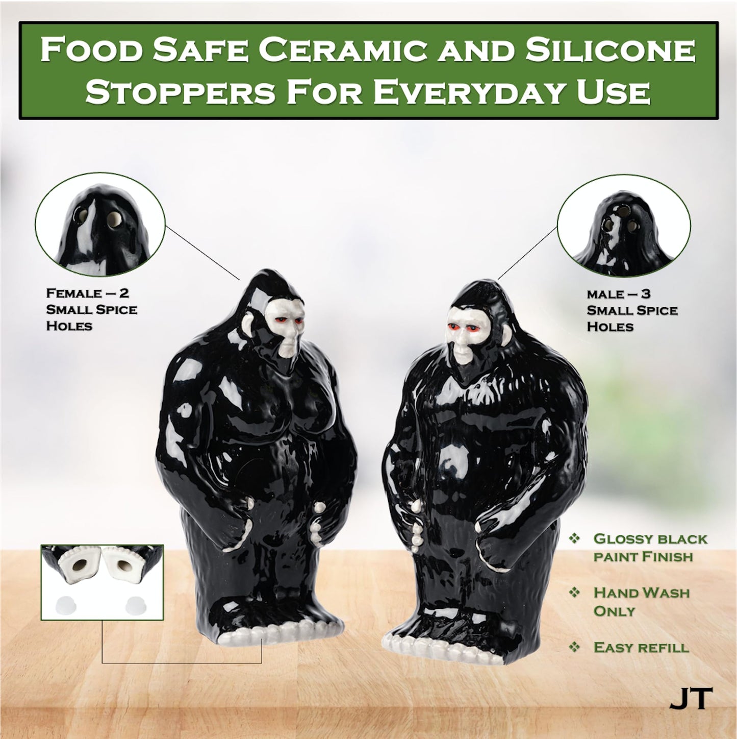 Bigfoot Ceramic Salt and Pepper Shaker Set – Unique Funny Big Foot Sasquatch Gifts for Adults Men and Women – Novelty Gag Cryptid Gifts for White Elephant Party