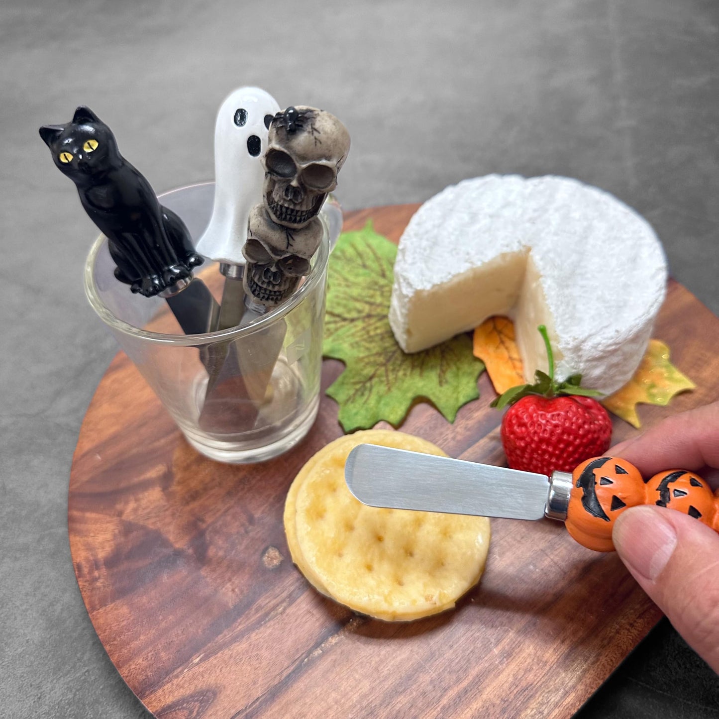 Supreme Housewares Halloween Themed Cheese Spreaders, Hand-Painted Resin Handles with Stainless Steel Blades for Spreading Cream Cheese, Butter, and Jam, Assorted Designs, Set of 4