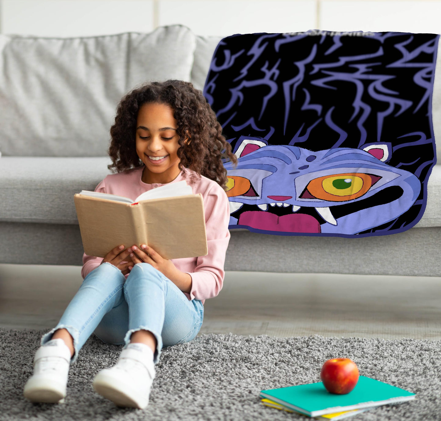 Jay Franco Kids Plush Throw Blanket – Ultra Soft Cozy Plush Fleece for Bed, Couch, Sofa, Home Décor, Official Licensed Derpy, Black - Kpop Demon Hunters, 46x60 - Throw Blanket