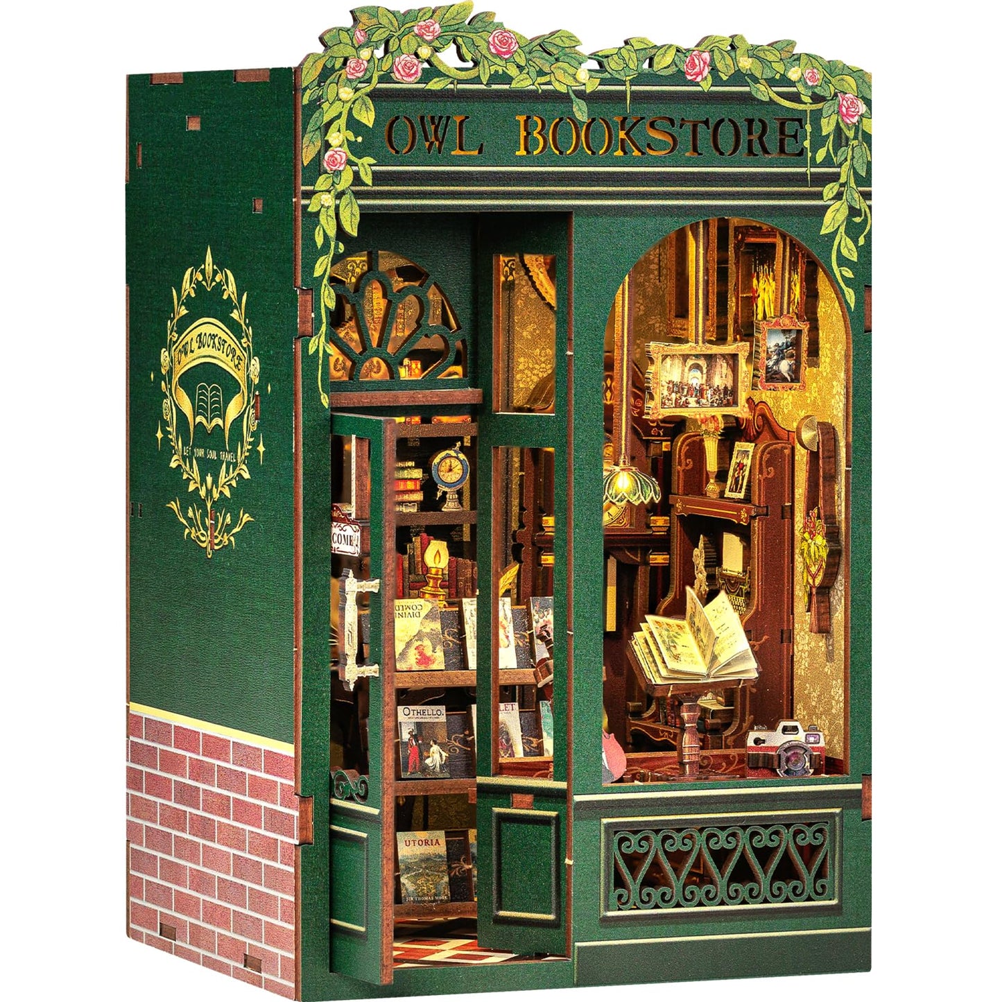 Cutefun Book Nook - 3D Wooden Puzzles for Adults, 139pcs, DIY Miniature House Kit Bookshelf Decor Nook Puzzle Tiny House Gifts for Women Teenagers Book Lovers (OWL Bookstore）