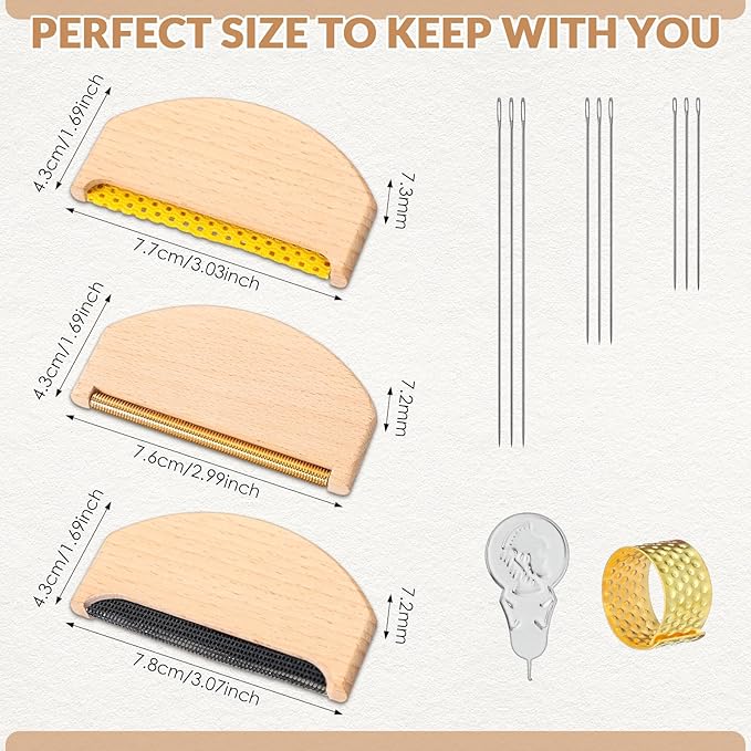 LemonRoad 3 Pcs Wooden Lint Comb Cashmere Comb 3 Styles Manual Fabric Shaver