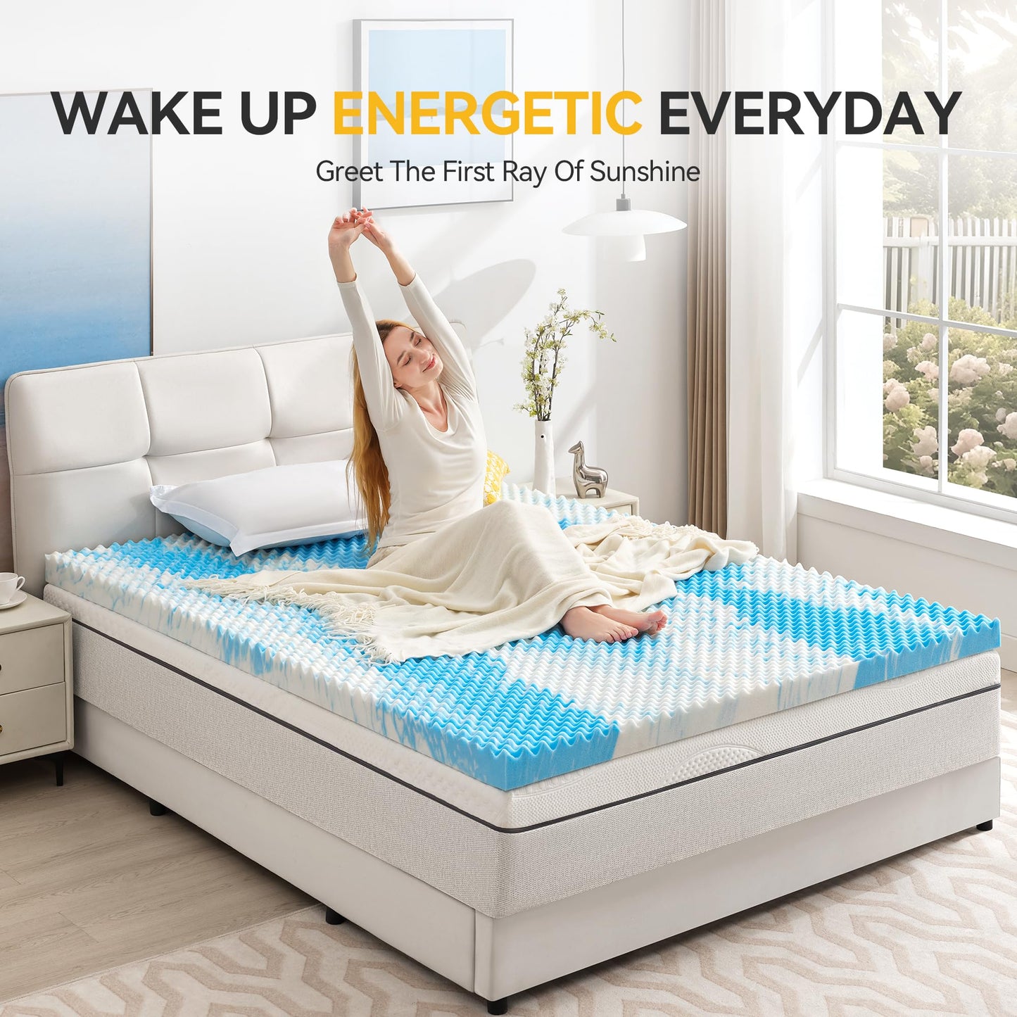 SINWEEK 2 Inch Egg Crate Memory Foam Mattress Topper Twin Size, Soft Mattress Pad for Back Pain Relief, Bed Topper, CertiPUR-US Certified, Blue