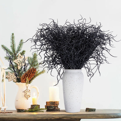 Watayo 50 Pcs Halloween Artificial Curly Willow Branches, Large 20" Fake Glitter Curly Twig Stems Ornaments, Faux Halloween Glitter Sticks Branches Picks for Wreath Vase Home Christmas Decor