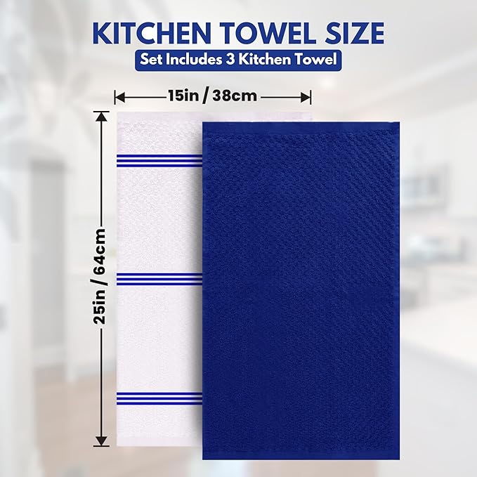 Infinitee Xclusives Premium Kitchen Towels – Pack of 3, 100% Cotton |15 x 25|