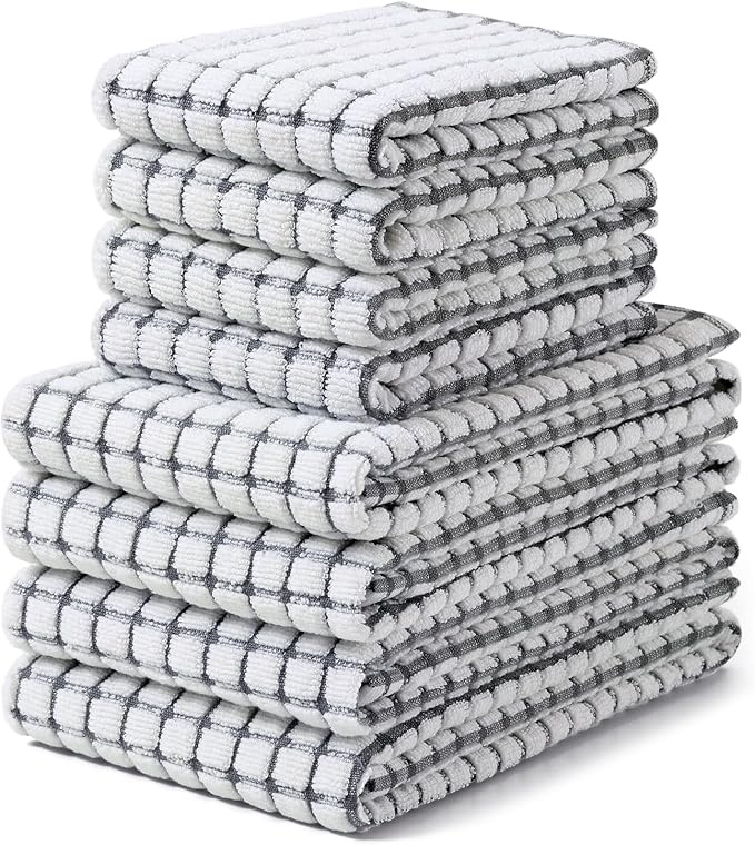 Homaxy Kitchen Towels and Dishcloths Set, 16 x 25 and 12 x 12 Inches, Super